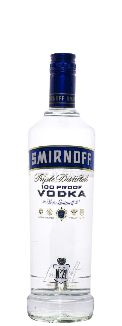 Smirnoff Strength Vodka Label 100° Blue Export